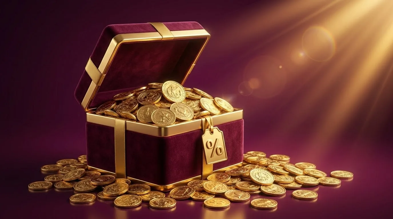 Illustration of Radhe Exchange bonus offers including welcome credit, cashback and referral rewards on a mobile screen