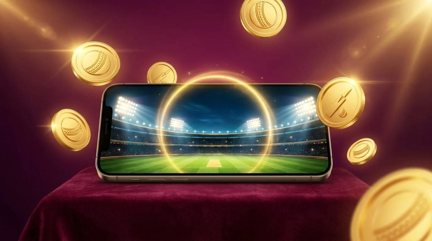 Radhe Exchange demo id dashboard showing virtual chips on a live cricket practice market